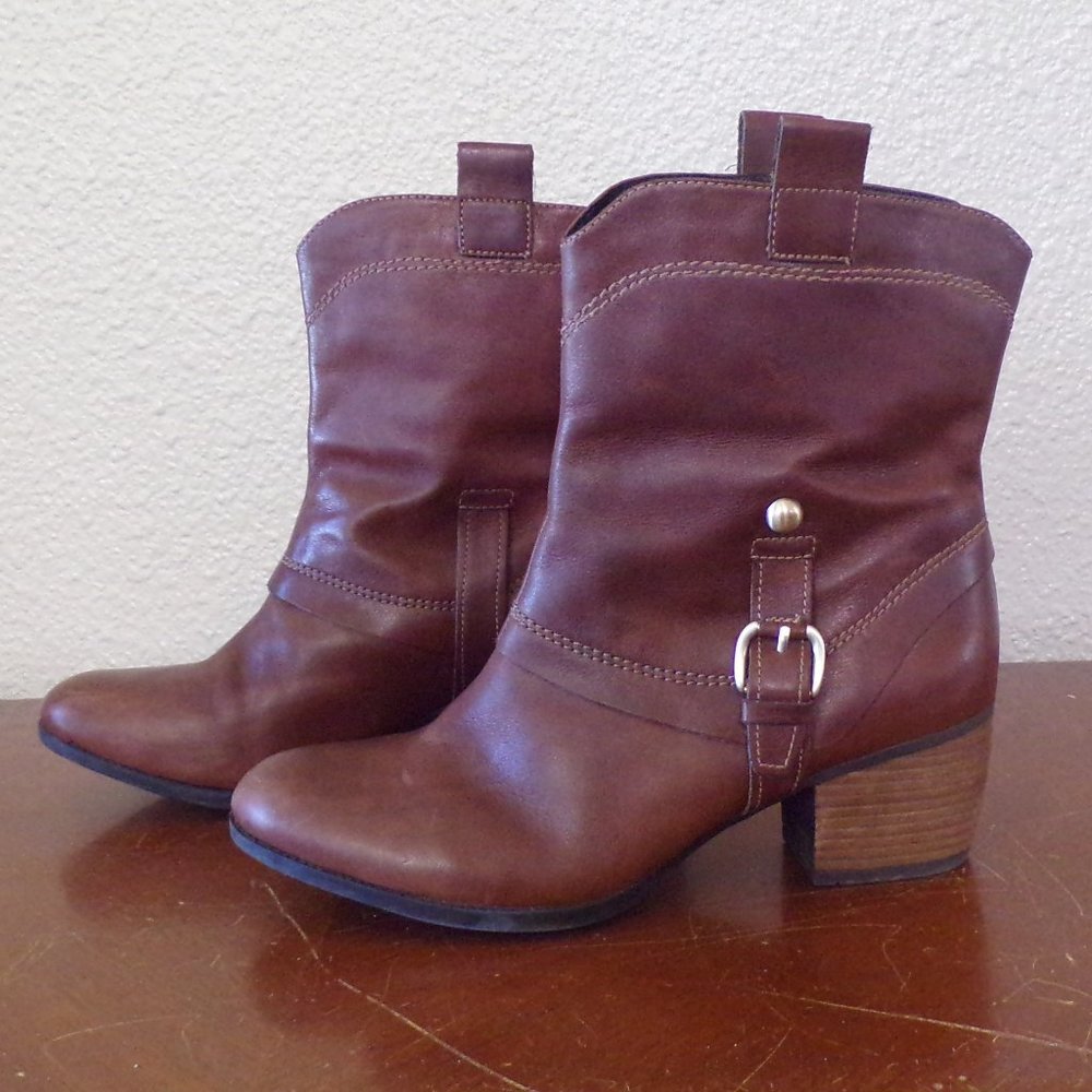 Clarks Brown Real Leather Heeled Boots
